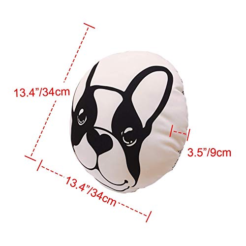 Frenchic French Bulldog Car Seat Office Chair Cushion Protect Back Lumbar Support Soft Pillow Black White Dot Sublimation Cover (No inner bag)