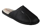 Mens comfort slippers Genuine Natural Leather and 100% Sheep Wool Lining, Normal Width