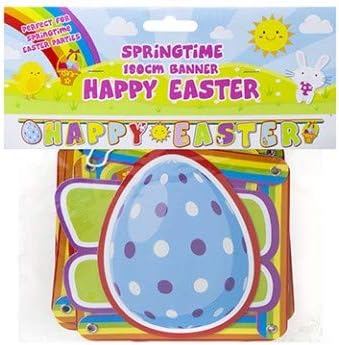 HomestreetUK Happy Easter Cardboard Hanging Sign Pastel Colourful 180cm Banner with Eggs and Sun, Pastel Shade - Image 3