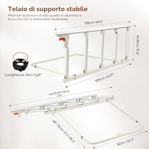 Ixdregan Adult Safety Bed Guards for Elderly, Fall Protection for Safety Handles for Elderly, Fit King, Queen, Full, Twin (Toolless Assembly)