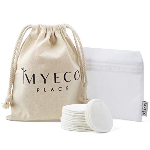 Myeco Place Organic Bamboo Reusable Makeup Remover Pads 16 Pack