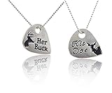 Charm.L Grace Her Buck & His Doe Elk Heart Pendant Charm Necklace