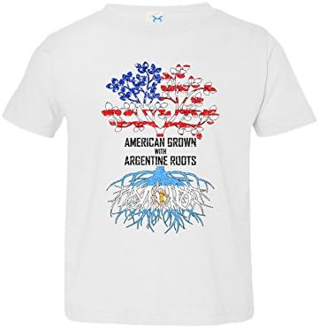 Tenacitee Girl's Toddler American Born With Argentine Roots T-Shirt, 2T, White