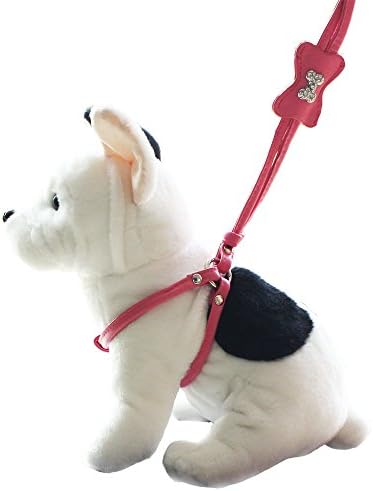 SHINYTIME Bone Shape Rhinestones Pets Leashes with Sparkly Crystal Diamonds for Dog Walking (3.9 feet) (Rose)