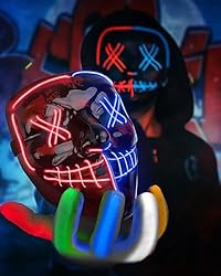 STONCH Halloween Mask Skeleton Gloves Set, 3 Modes
