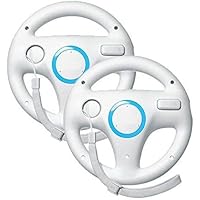 Beastron Mario Kart Racing Wheel for Nintendo Wii, 2 Sets White Color Bundle