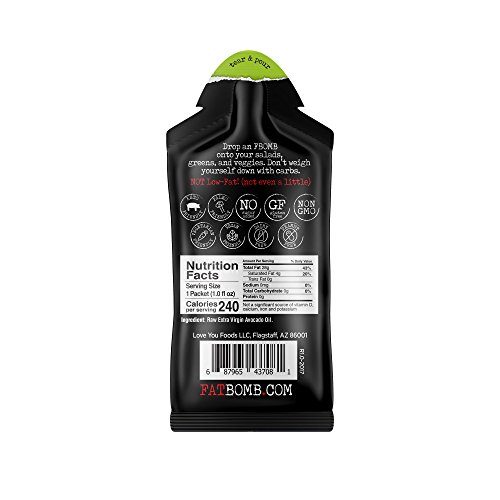 FBOMB Premium Avocado Oil: All-Natural, Raw On-The-Go Energy, Travel Packets | 100% Pure, Non-GMO, Gluten Free, Vegan, Keto Fat Bombs | Perfect Addition to Salads, Greens & Vegetables | 10 Pack