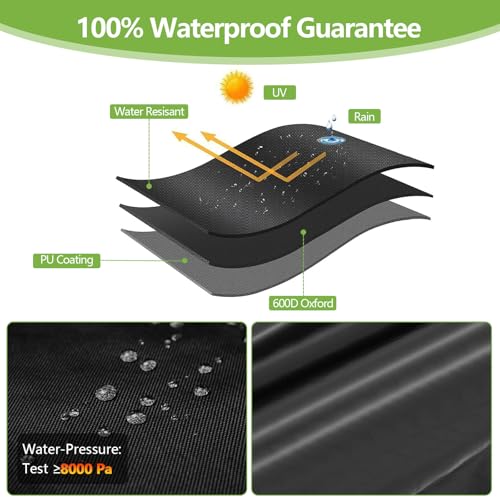 RICHIE - Funda apilable para silla de patio, 600D, resistente al agua, cubierta de respaldo alto para 4-6 sillas de comedor apilables, fundas de muebles de patio resistentes a los rayos UV, 27