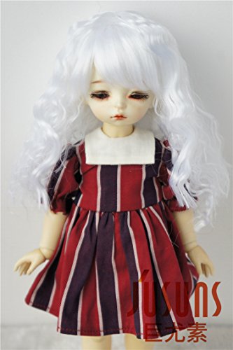 JD041 6-7' 1/6 YOSD synthetic mohair doll wigs 16-18CM White Soft Sobazu BJD doll wigs 6-7' Doll accessories