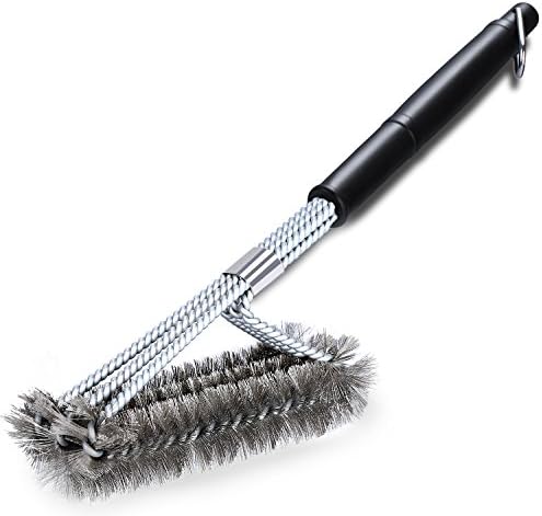 Xmon BBQ Grill Brush, New & Improved 100% Durable and Effective 18" Stainless Steel Wire Bristle with Strength Clip for Cleaning Char Broil Weber Porcelain and Infrared Barbecue Grates