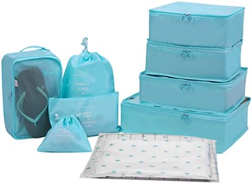Packing Cubes - 10 Sets Suitcase Organiser Bags Waterproof and Portable Travel Storage Bags, High Quality Dry and Wet Separation Travel Luggage Packing Organizers, 10 Different Sizes Luggage Organiser