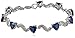Sterling Silver Created Blue Sapphire and Diamond Accent Heart Wave Bracelet, 7.25
