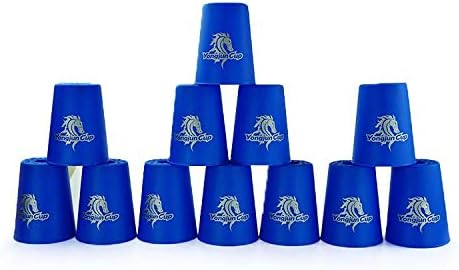 Quick Stacks Cups, (Set of 12) Sports Stacking Cups Speed Training Game Fun Indoor Party Game for Kids, Adults (Blue)