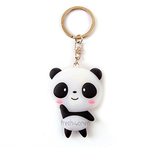 JewelBeauty Kawaii Shy Cartoon Lovely Mini Panda Keychain Cute Animal Pendant Silicone Key Ring
