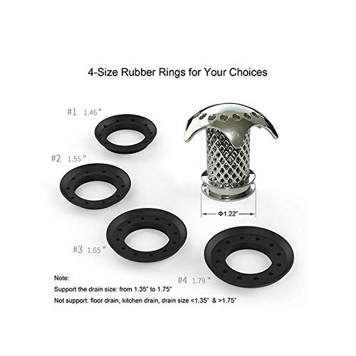 COZY ROOM Drain Protector Drain Hair Catcher Shower with 4 Compatible Rubber Rings (1-Set)
