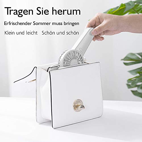 Reente USB Ventilator, Double Blades und Double motor lüfter mit 4 modus, Mini USB Leise Ventilator mit 2000mAh Akku, Tragbarer USB-Lüfter für Zuhause, Büro und Raum