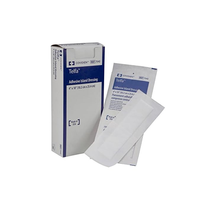 Covidien 7542 Telfa Adhesive Island Dressing, Sterile 1's in Peel-Back Package, 4" x 10" (Pack of 25)