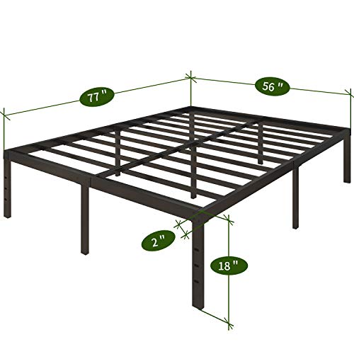18 Inch Metal Platform Bed Frame/Heavy Duty Steel Slats,/No Box Spring