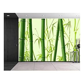 Large Wall Mural - Beautiful Green Bamboos Tree Trunks | Self-Adhesive Vinyl Wallpaper/Removable Modern Decorating Wall Art - 66"x96"