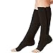 2 Pairs Compression Socks Toe Open Leg Support Stocking, Black, Size No Size