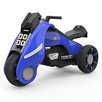 HOVER HEART Ride-On Toy 6V/4.5Ah Front LED 3 Wheels Motorcycle Tricycle for Kids (Blue)