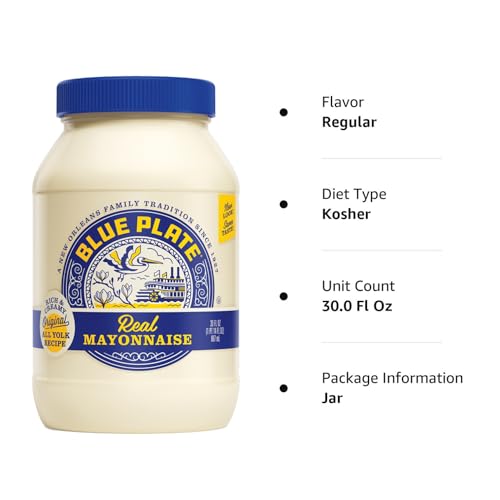 BLUE PLATE REAL MAYONNAISE, HOMESTYLE MAYO FOR CHICKEN SALAD TO DEVILED EGGS, 30 FL OZ JAR (PACK OF 1)