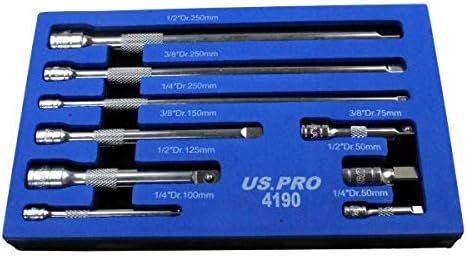 US PRO Tools 9pc 1/4 3/8 1/2 Drive Extension Bar Socket Set CR-V 4190