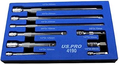 US PRO Tools 9pc 1/4 3/8 1/2 Drive Extension Bar Socket Set CR-V 4190