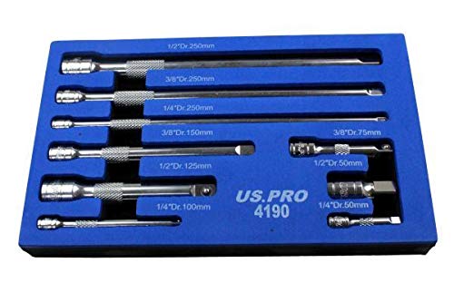 US PRO Tools 9pc 1/4" 3/8" 1/2" Dr Extension Bar Set, Sockets Bars 4190