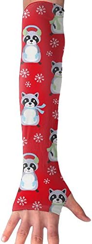 Christmas Red Raccoons Outdoor Arm Sleeves Cover Glove Sunblock Cooler