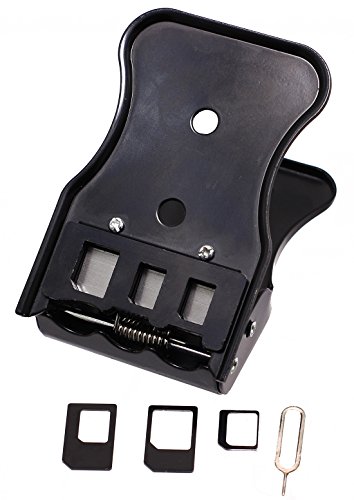 LotFancy 3-in-1 SIM Card Cutter with Adapters and Card Eject Pin for iPhone 6 6s 5 5s 4 4s 7 Plus Samsung and Other Cellphones