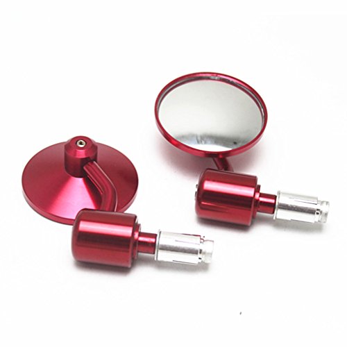 Universal Red 7/8'' 22mm Motorcycle Handlebar Round Bar End Rearview Side Mirrors Cafe Racer Old School Bobber Touring Dirt bike