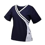 Dallas Cowboys Women's Mock Wrap Scrub Top with Side Pockets