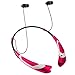 Bluetooth Headphones / Headset Rymemo Match Color Metallic-feeling Soft Polishing Wireless Music Earphones Stereo Earbuds Sports/running Magnetic Neckband Style for Cellphone, Silver-Magenta