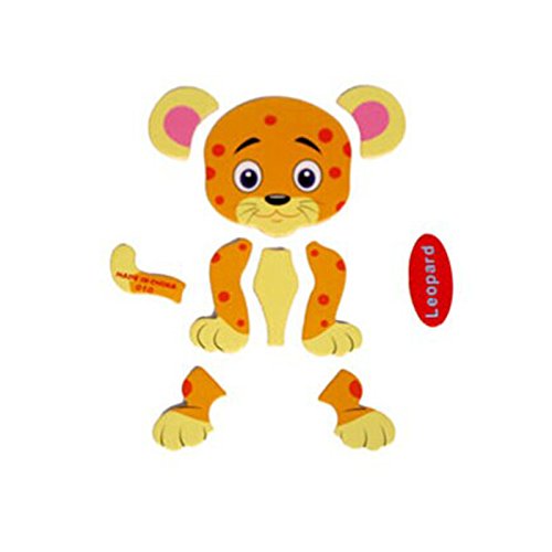 Kids Puzzles Toys, Wooden Animals Elephant Bee Dolphins Ladybugs Fancy Education and Learning Intelligence Toys Jigsaw Puzzles Leopard (Multicolor)