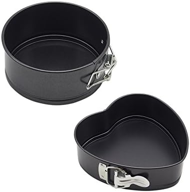 Plataplus 4” Mini Springform Pan Heart and Round with Removable Bottom Set of 2