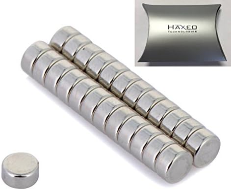 Haxeo Super Strong Small Multi-Use Craft &amp; Refrigerator Magnets Set of 25 - Round Disc Shaped - 6mm x 3mm - Quality Round Magnets, Approximately 1/4" x 1/8"