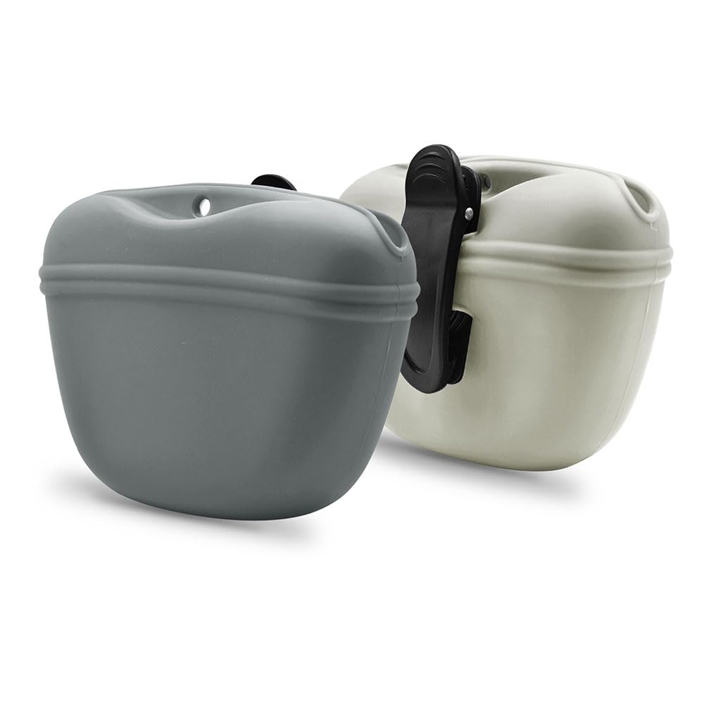 AUDWUD Silicone Dog Treat Pouch,Clip on Portable Training Container,Convenient Magnetic Buckle Closing and Waist Clip,No BPA