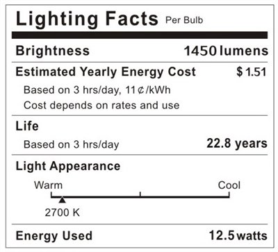 Leson 100 Watt Equivalent A19 Globe LED Light Bulb Standard E26/E27 Base 13W Energy Saving, Soft/Warm White 2700K (6 Pack)