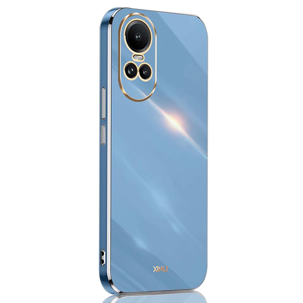 SEAHAI Case for OPPO Reno 10 5G / OPPO Reno 10 Pro 5G, Ultra Thin Premium TPU Bumper Shockproof Soft Cover Electroplating Phnom Penh Design Silicone Skin Slim Case, Blue