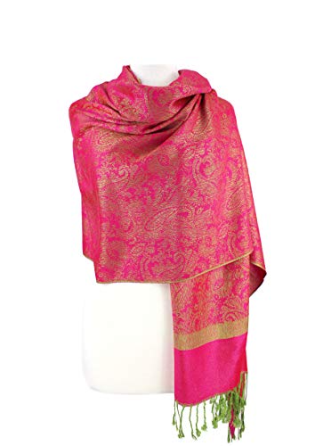 Paskmlna Paisley Jacquard Pashmina Shawl Wrap Scarf Stole (Hotpink018127)
