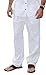 Natural Cotton Santorini Mens Drawstring Beads Long Pants (Large, White)