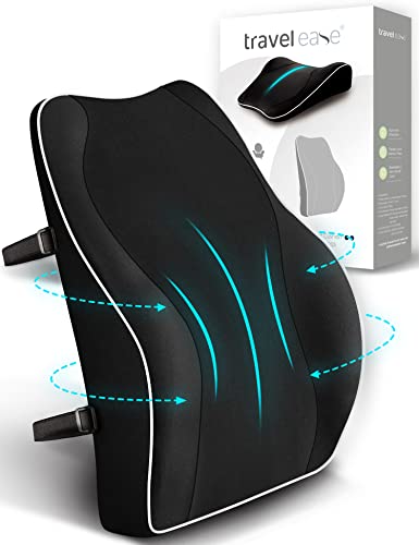 ランバーサポートクッション 人間工学 TRAVEL EASE 低反発 コンフォート バックサポートクッション オフィスチェア用 肌に優しいカバー付き (ブラック)