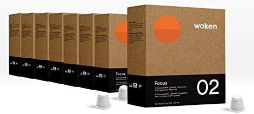 WOKEN COFFEE Compostable Nespresso Pods - Arabica Medium Roast Italian Espresso Coffee Capsules Compatible With Nespresso Coffee Machine (80 Pod Count, 8 Boxes)