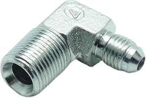CDQBWKJGFJ 1 Piece 1/4" Male JIC (7/16"-20Tpi) x 3/8" Male NPT Hydraulic Fitting 37° Flare to 90° Elbow Pipe Adapter