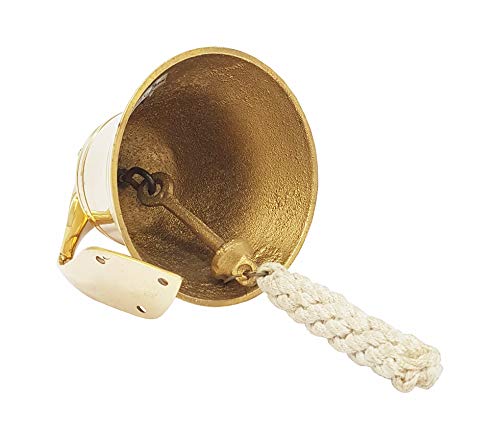 Brass Nautical - 4 inches Brass Ship Bell Polished Nautical Hanging with Wall Mount Large Decor Outdoor Replica Bell - Thumbnail 6