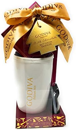 Gift Set Godiva Milk Chocolate Cocoa and Tumbler with Lid! The gift of warm cup of cocoa on the go! (white)