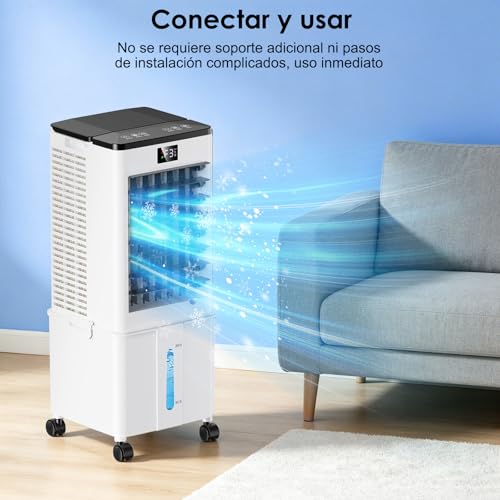 10L Portable Air Conditioner, 4 in 1 Air Cooler Fan with 4 Modes and 3 Speeds, 12H Timer, Integrated Wheels, Mobile Air Conditioner for Home (Graphite Black)