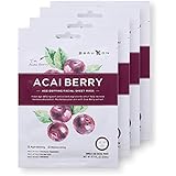BeauKON Acai Berry Age-Defying Facial Sheet Mask, Korean Daily Face Mask, Anti-Aging Properties and Moisturizing (4 Pack)