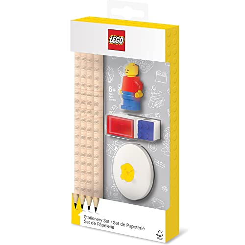 Lego Stationery Set with Minifigure, Graphite Pencils, Eraser, Pencil